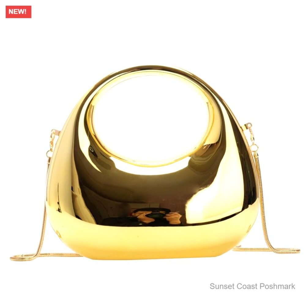 Acrylic Evening Clutch Bag Elegant Moon Design Removable Chain Shoulder